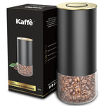 Load image into Gallery viewer, Kaffe Tea Canister Storage Container Black/Gold Round - 16 oz.
